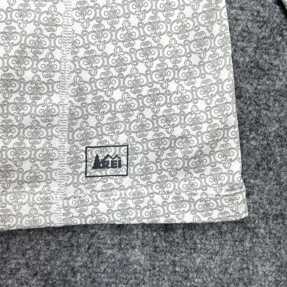 REI Hooded Athletic Top Womens Large White Printed Lightweight Thumb Holes - Picture 6 of 10